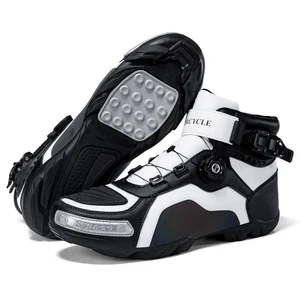 Men's Motorcycle Ankle Boots Microfiber Leather & PU Upper Steel Toe Waterproof Breathable Lace-Up Moto Biker Style