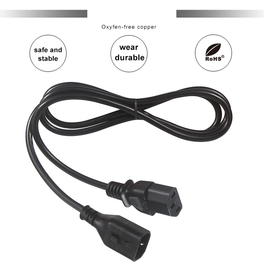Computer Pdu Cable Bare End Heavy Duty 14Awg Power Cord 6 F Dual C13 to Locking C14