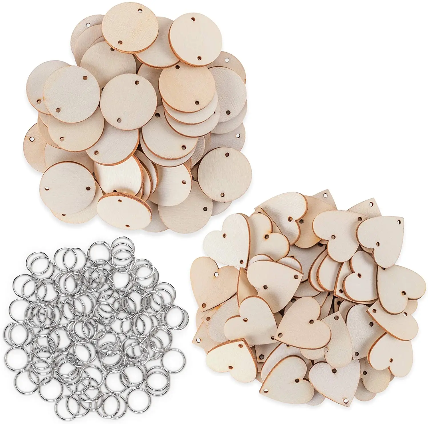 100 Natural Round Wooden Discs with Hole, 35 mm Unfinished Wooden Circles  with Hole with 100 Pieces Key Rings, Natural Wooden Discs for Crafts for  Keyrings DIY Hanging Decorations