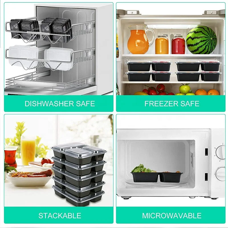 Packing Food Microwave Safe Disposable 3 Compartment Pp Food Container ...