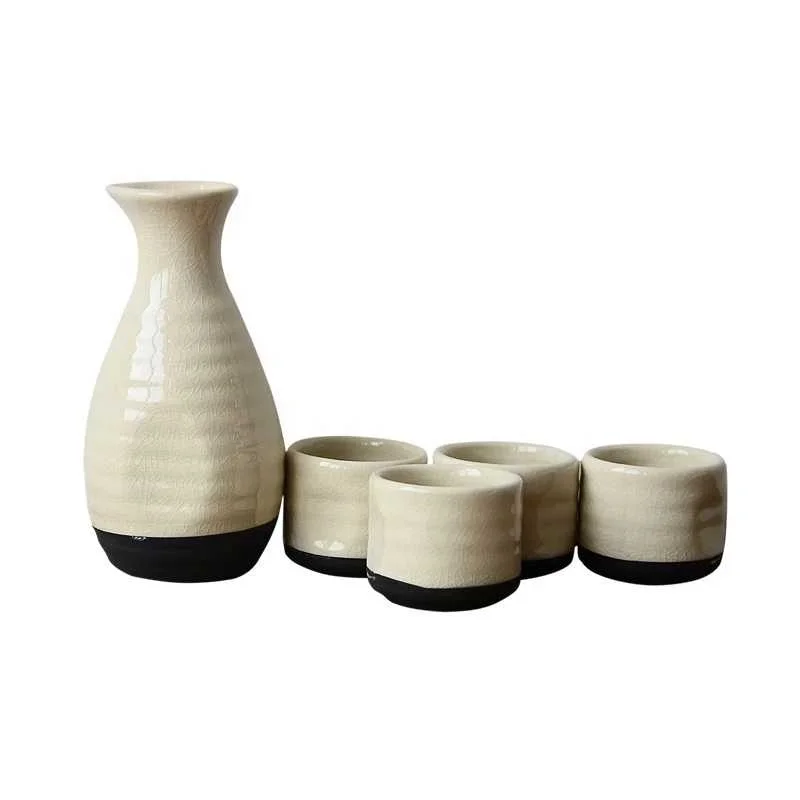 Japanese Style Ceramic Wine Set - 5 Pieces of Sake Pot