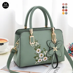 Minissimi Free Sample Pu Solid Color Durable Certified Beg Bahu Big Ladies Bag Embroidery Luxury Vintage Handbag