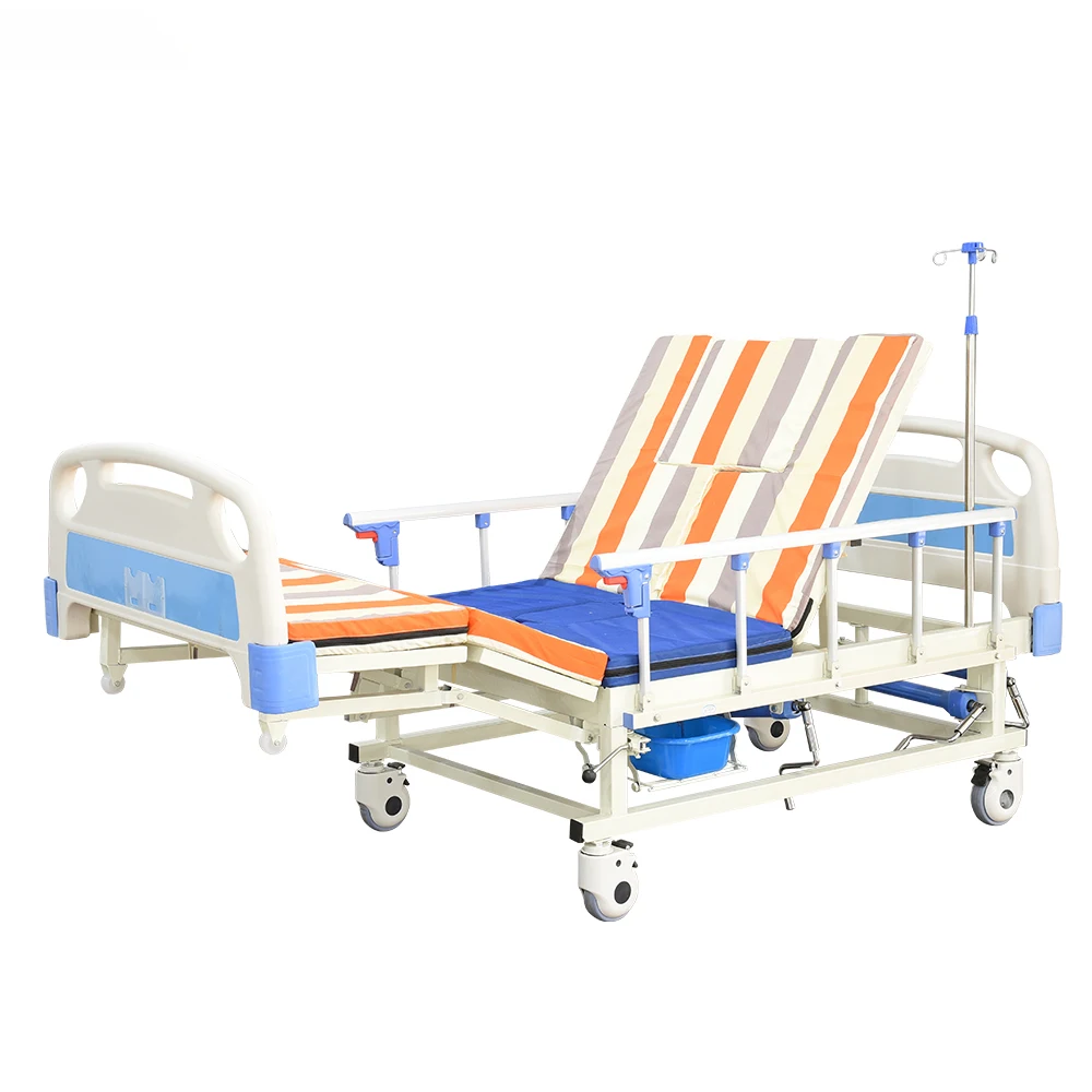 Manual Five Rail Full Curved Adjustable Infusion Bed System-Hospital Therapeutic Nursing Equipment with Toilet Function 4