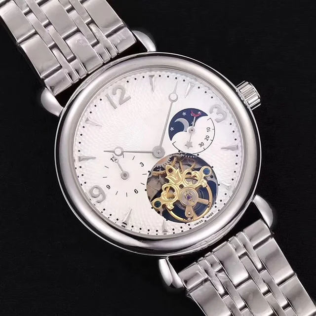 Роскошные автоматические мужские часы Moon Phase, оригинальные наручные часы с пользовательским логотипом для мужчин, Роскошные автоматические механические водонепроницаемые наручные часы