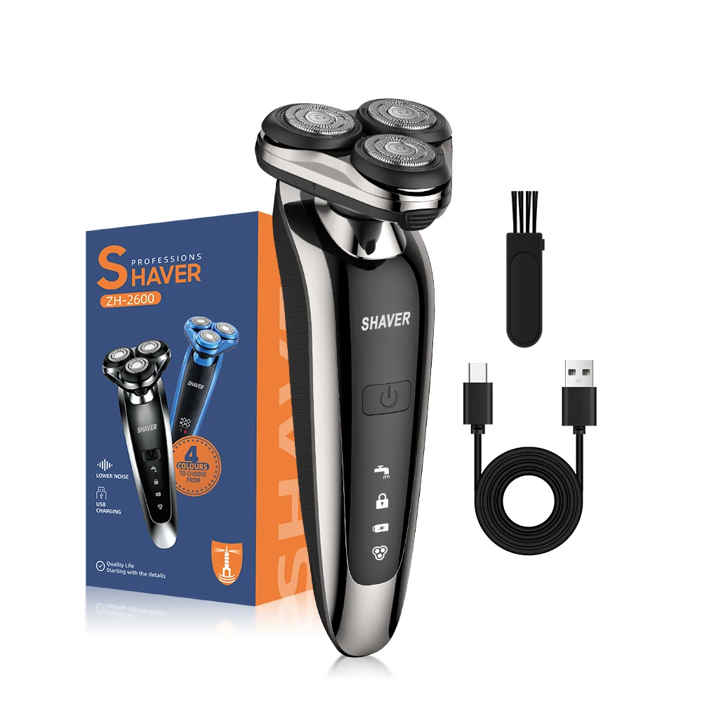 Three-Blade Rotary Electric Shaver USB Powered Waterproof Floating Rotating Type-C Charging for Household RV Hotel Use