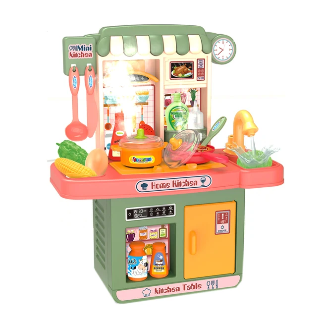 Кухонная игрушка детский набор обеденного стола 3 * АА батарея в комплект не входит Забавные игрушки кухонные наборы ролевые игры с музыкальным светильник спреи