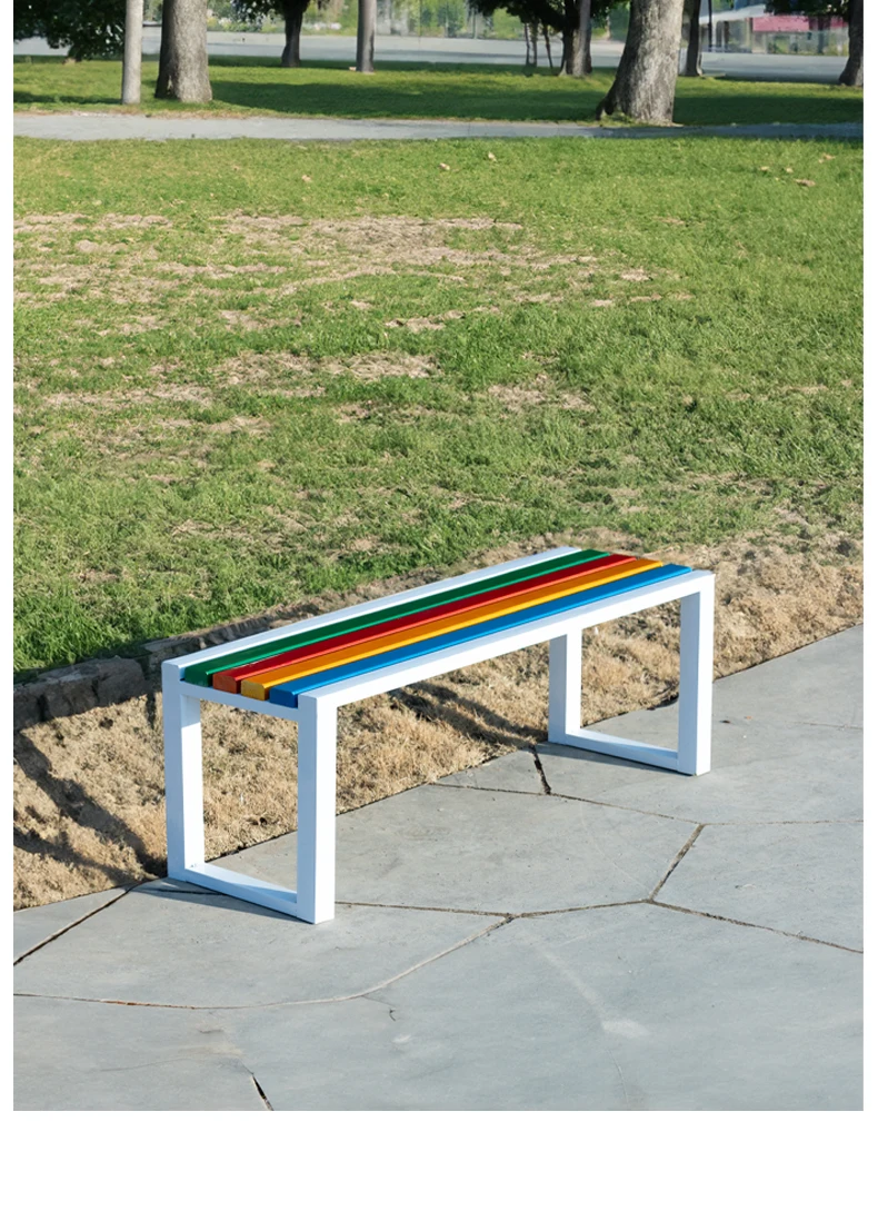 product wholesale modern outdoor public park metal steel solid wooden garden patio bench-64