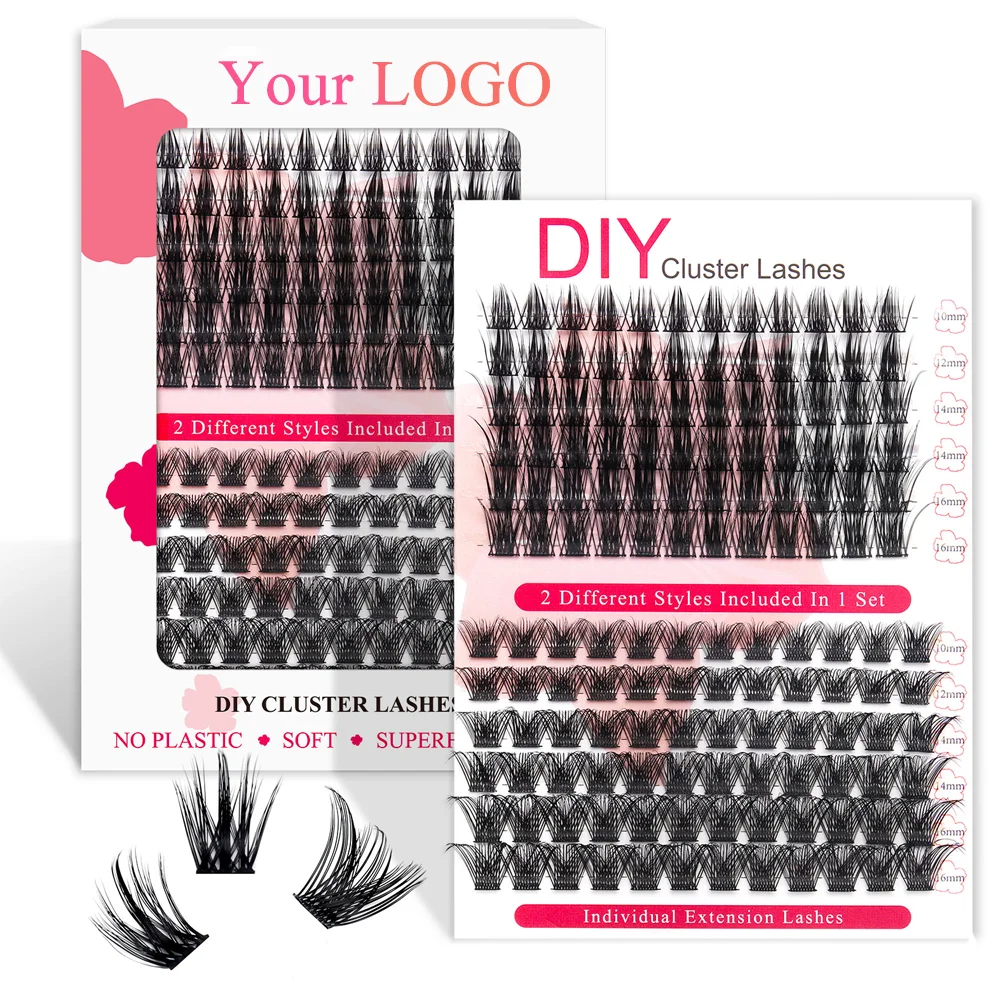 Bulk Cluster Lashes Fluffy Private Label Natural D Curl Cluster Lash