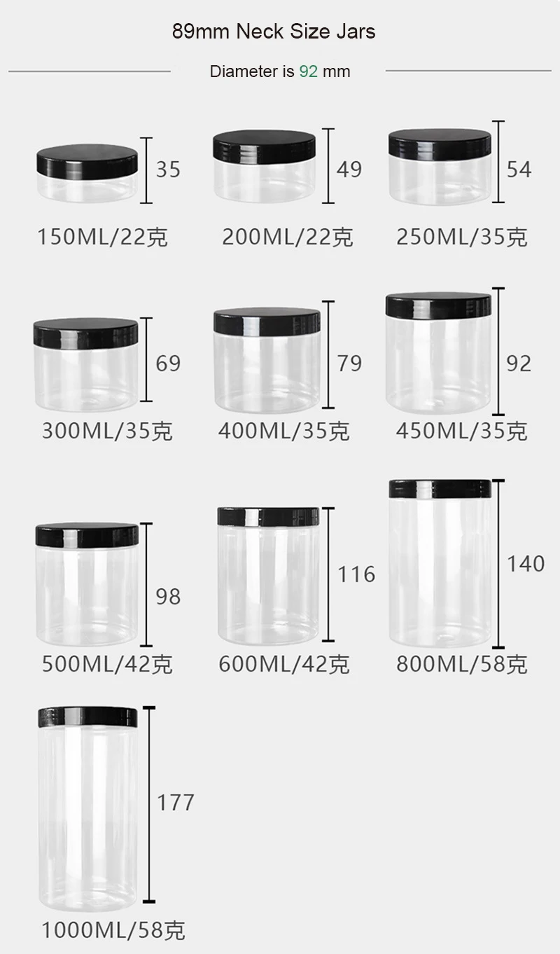 50g 100g 120g 150g 200g 250g 350g 500g Large Candy Amber Pet Containers ...