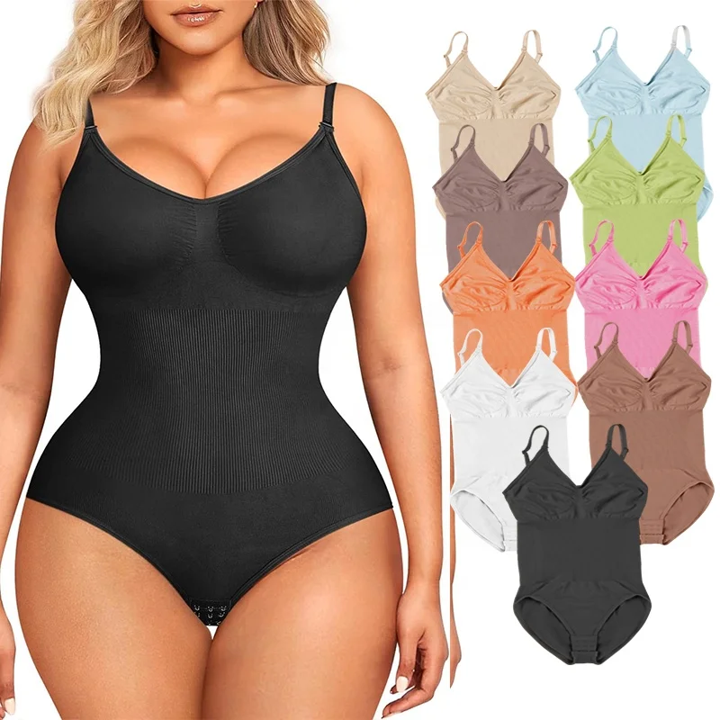 Women Slimming Bodysuits One-piece Shapewear Tops Tummy Control Body Shaper  Seamless Camisole Jumpsuit With Built-in Bra