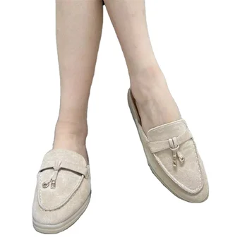 Spring autumn style beige baotou slippers fashionable matching casual shoes ladies flat slippers women shoes sandals