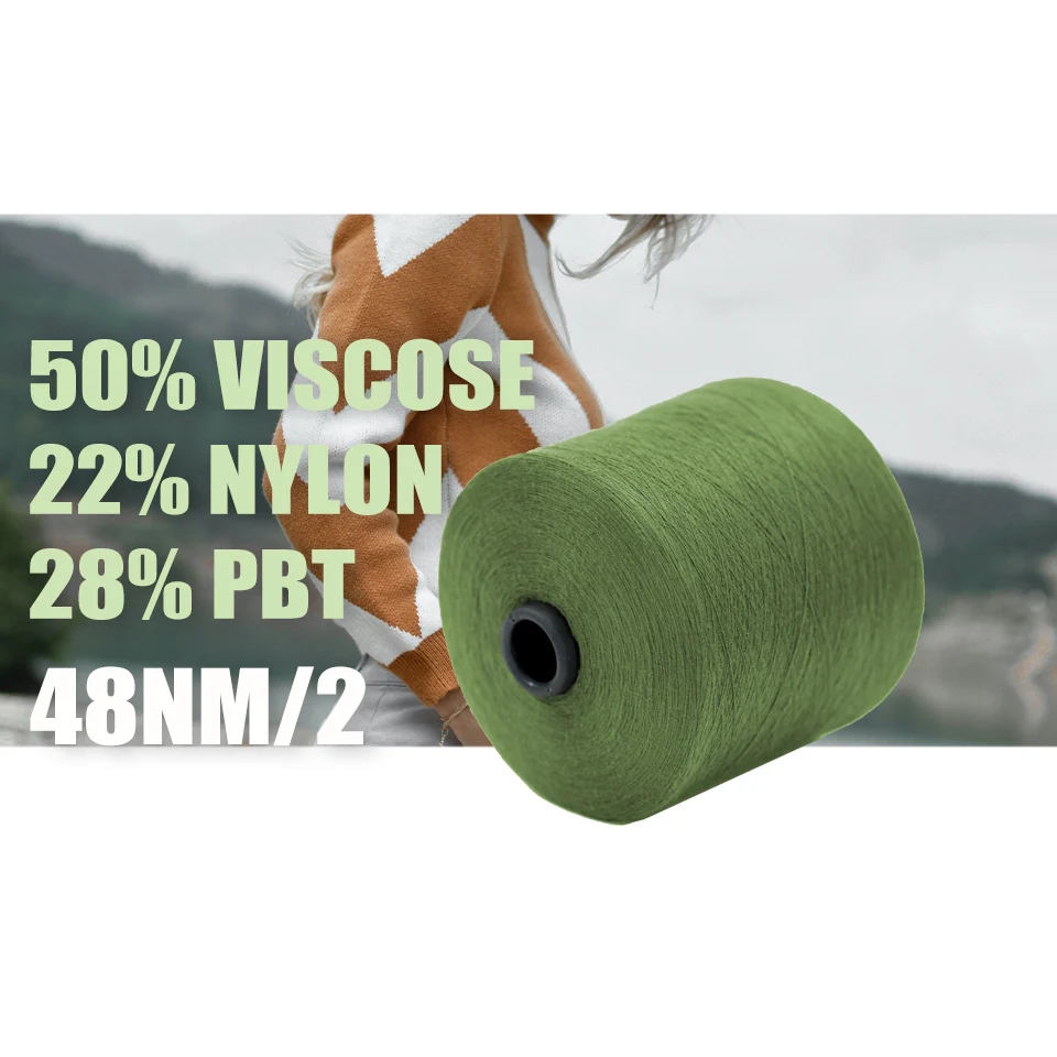 Competitive Popular Market Sweater Yarn  50% Viscose 28% PBT 22% Nylon 28S/2 Rabbit Velvet High Stretch Core Yarn