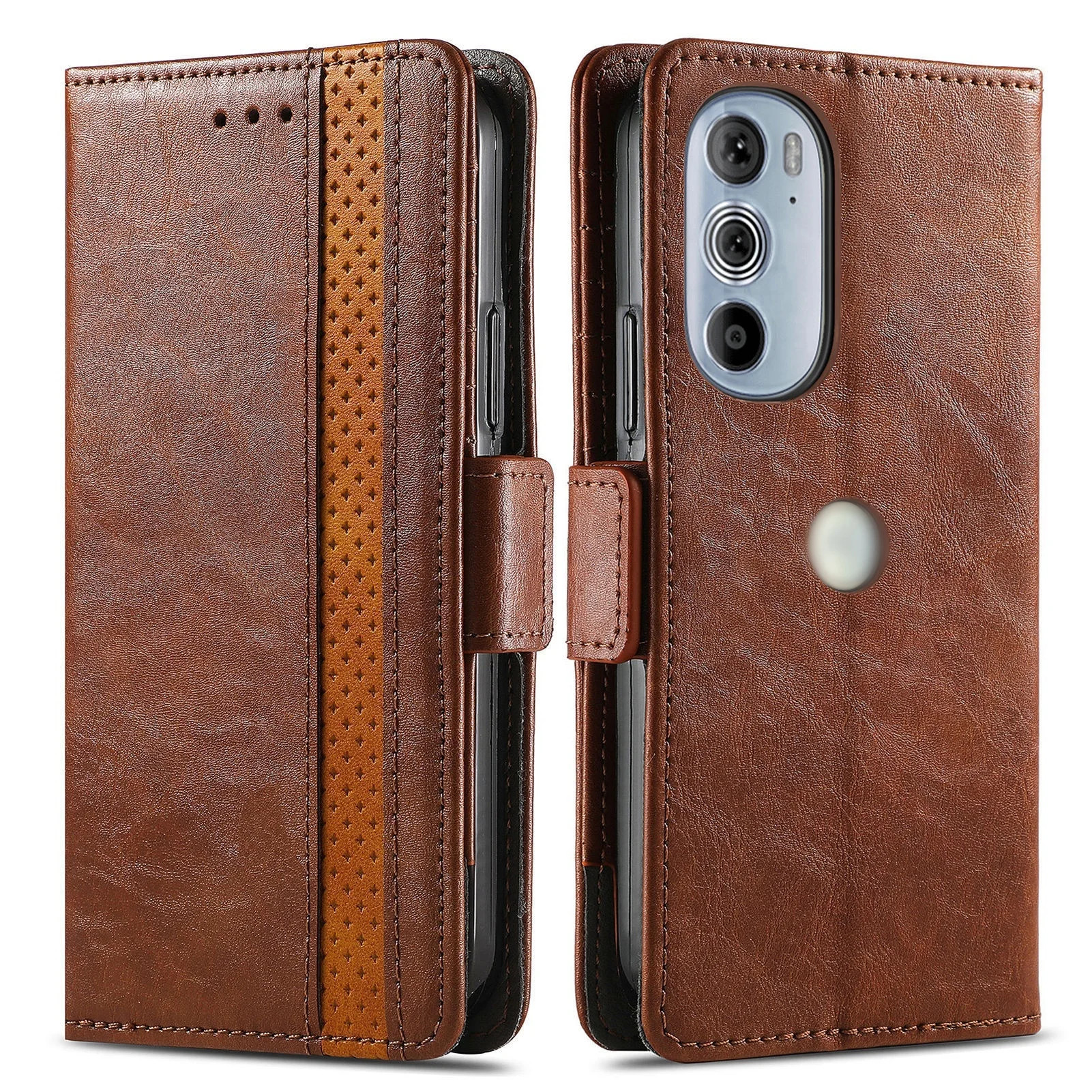 Pure Color TPU Leather Flip Cover Textured Leather Card Slot Wallet Magnetic For Motorola E 20 30 40 P 30 40 Business High End factory