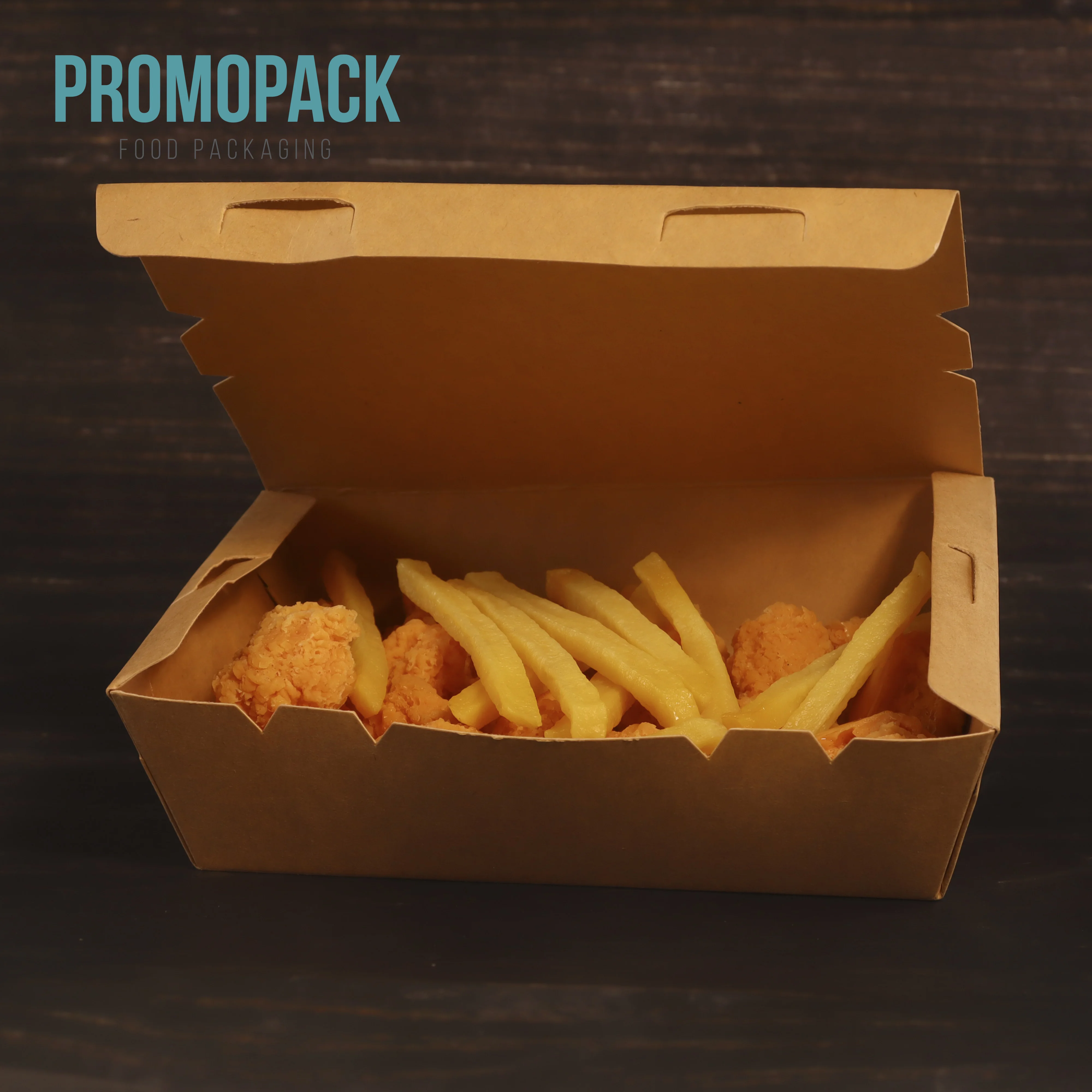 Disposable Biodegradable Take Away 2100ml Kraft Paper Lunch Box With
