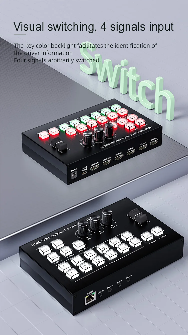 Live Streaming Video Switcher Video Cast Switching & Replay Controller Video Mix Broadcast Switcher Video Splitters & Converters