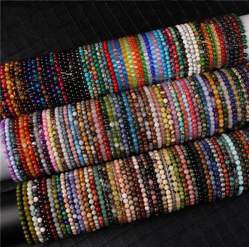 Feng Shui Healing Power Natural Gemstone Bead Bracelet 4mm Beads Couple Bracelet Customized Luxury Crystal Women Jewelry
