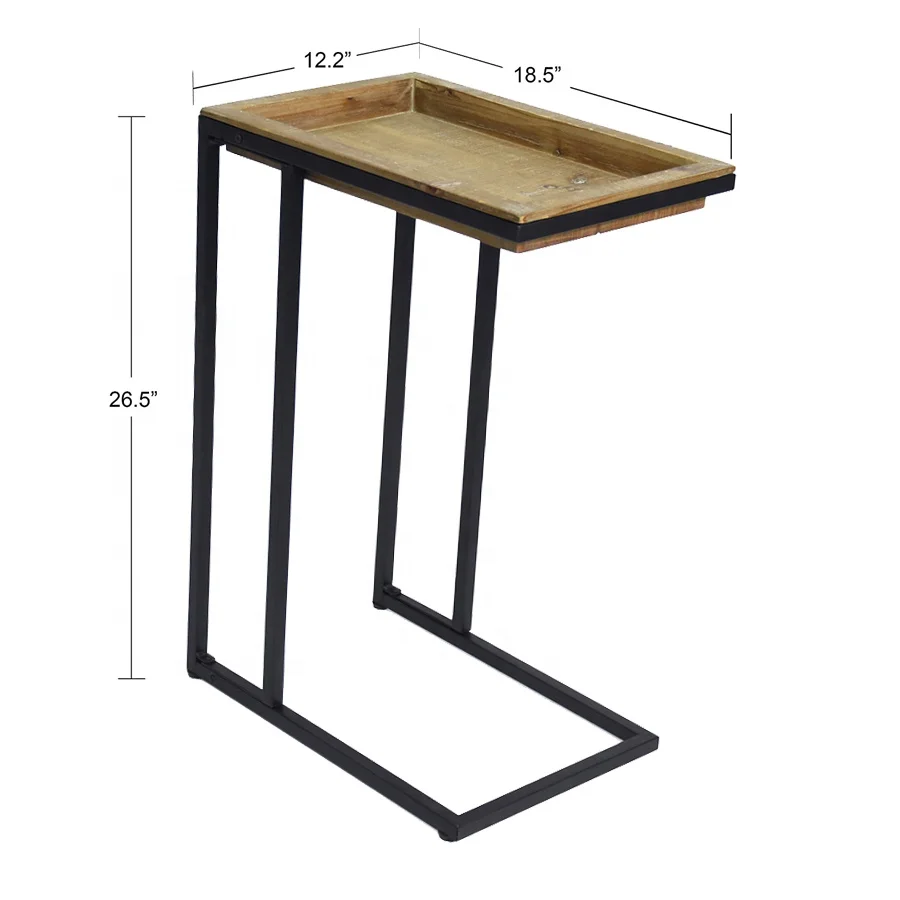 Foldable Wooden Living Room Brown Snack End Table Modern Farmhouse Wood