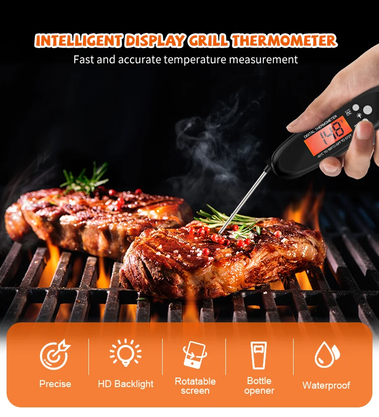 Digital Display Wireless Bbq Cooking Thermometer Outdoor Chicken Meat