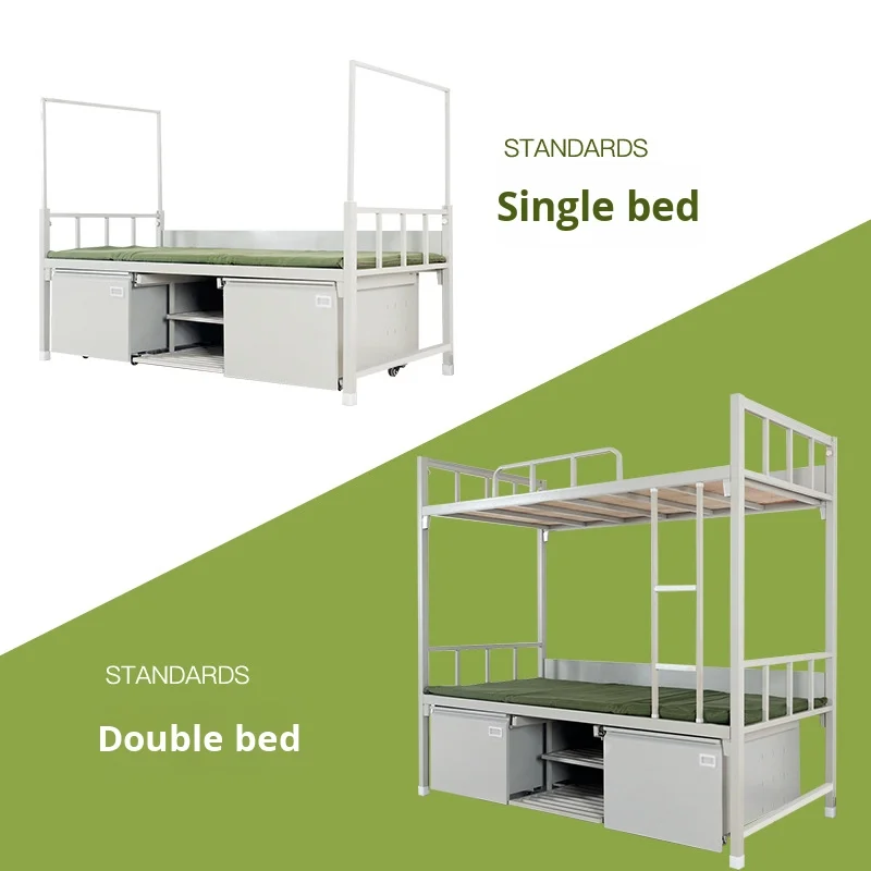 Wholesale Custom Heavy Duty Metal Double Bunk Bed Detachable Knock-Down Single Bed Frame for School Bedroom Apartment Hospital