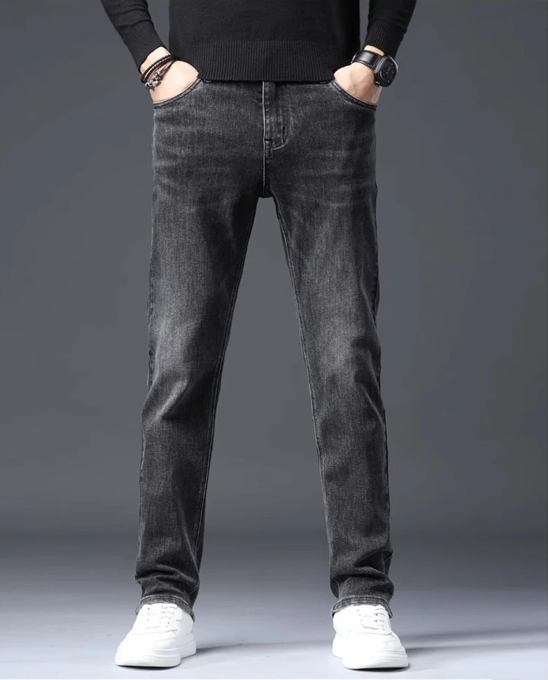 Custom High-end Men's Classical Stretch Blue Fashion Jogger Jeans Pants  Mens Loose Straight Slim Formal Jean Trousers for Men