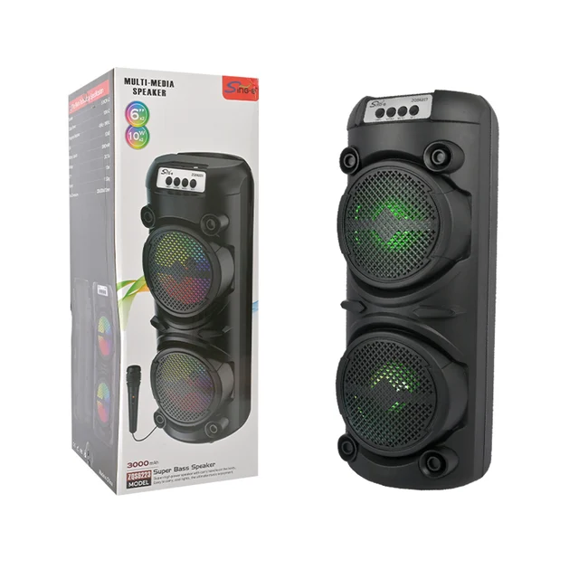 SING-E ZQS6223 Dual 6.5 Inch Subwoofer RGB Lights Wireless Microphone Karaoke With Display Screen Portable Speaker