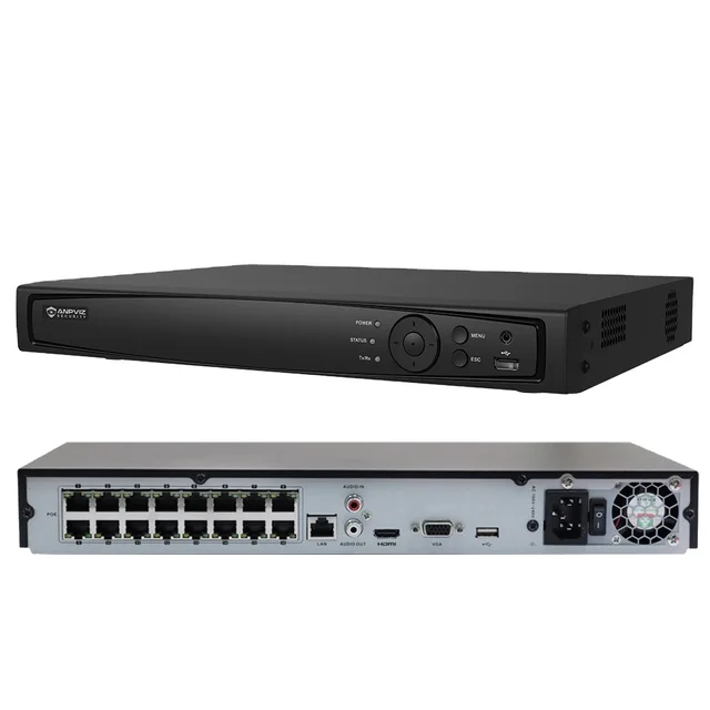 Anpviz nvr 16 channel 4k Two-Way Audio 2SATA 8TB capacity for each disk nvr poe interfaces 16 port Network Video Recorder