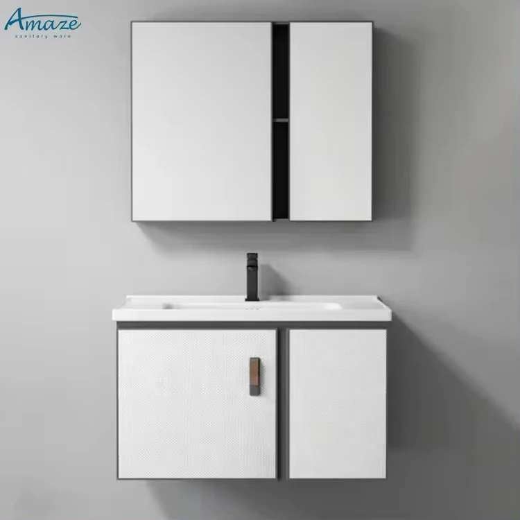 Factory custom wall-mounted bathroom furniture vanity sink wall hung bathroom cabinet set factory