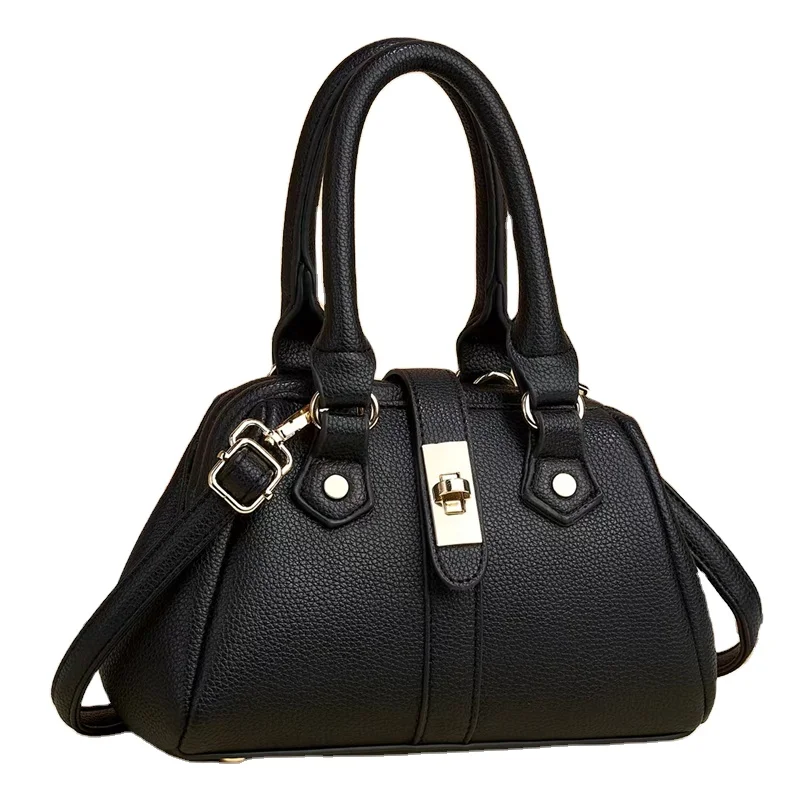 Women's Retro Simple Elegant Shoulder Bag Large Capacity Versatile Fashionable Solid Color with Rivet Decoration Made From PU