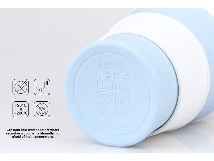 Customizable Logo New Portable Silicone Foldable Coffee Cup Retractable Direct Drinking Cup with Rope for Outdoor Travel Use factory