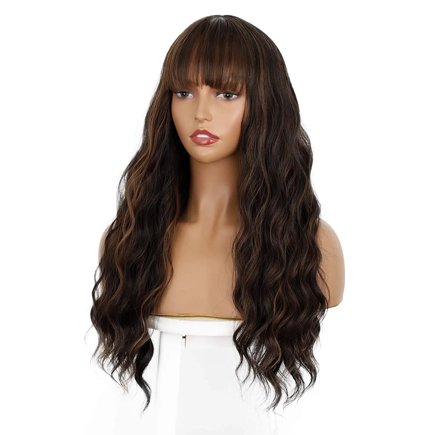 brown wig with bangs