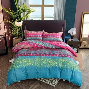 European and American Bohemian Style Printed Quilt Cover and Pillowcase Three-Piece Quality Bedding Set Factory Direct Supply
