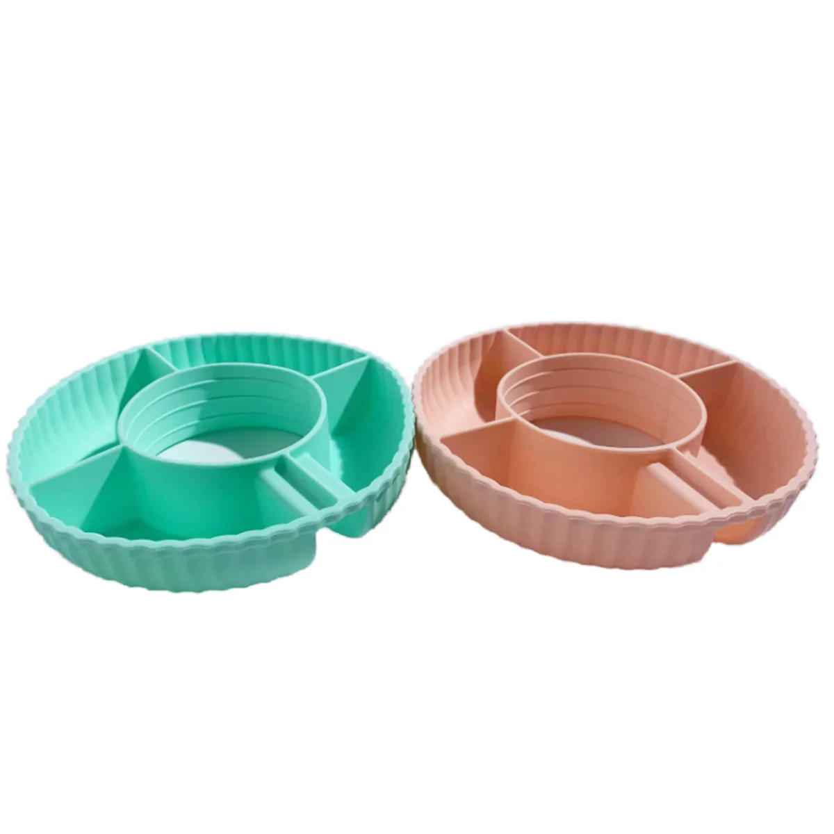 Wholesale 4 Compartment Silicone Reusable Snack Ring Bowl with Handle Snack Tray For Cup 40 oz Divider Plate Bowl details