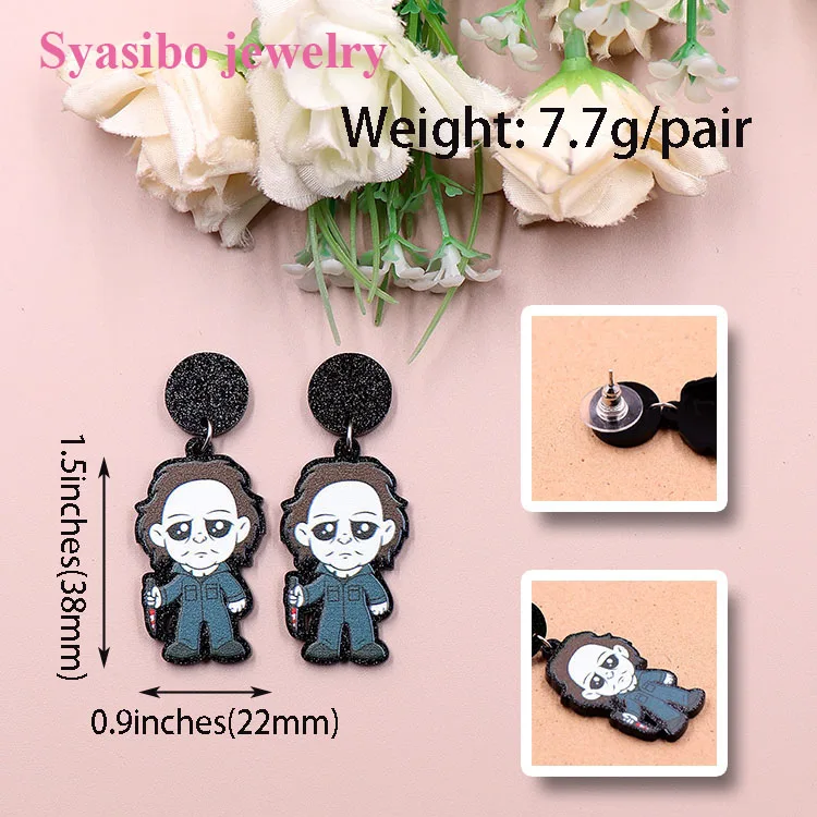 ERS716ER1514 Halloween Children's Earrings Fine Acrylic Cartoon Drop Party Pearl Custom Resin Diamond ODM Hot Selling Weddings factory