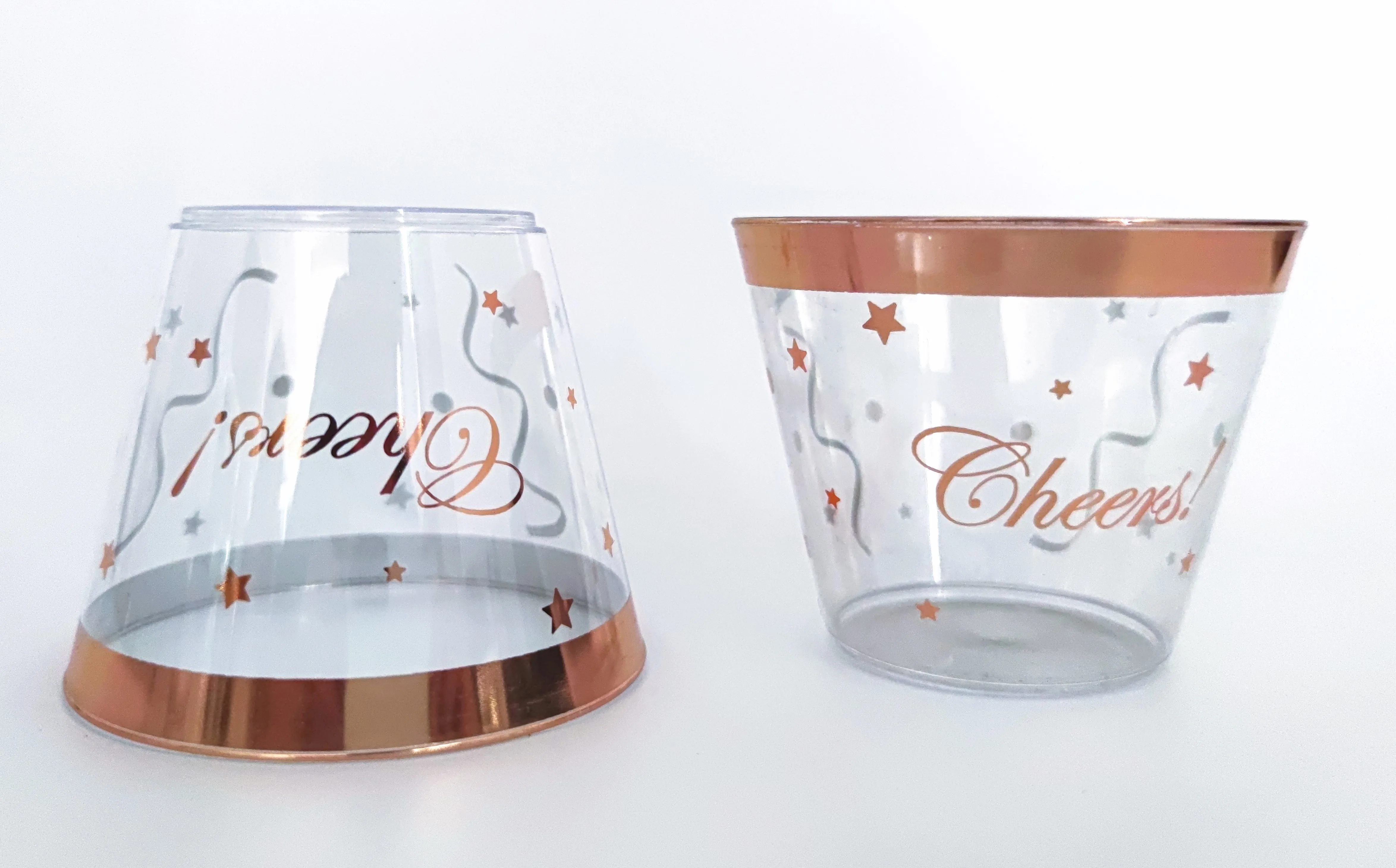 9 Oz Gold Rim Disposable Plastic Cups Hard Plastic Tumblers Elegant ...