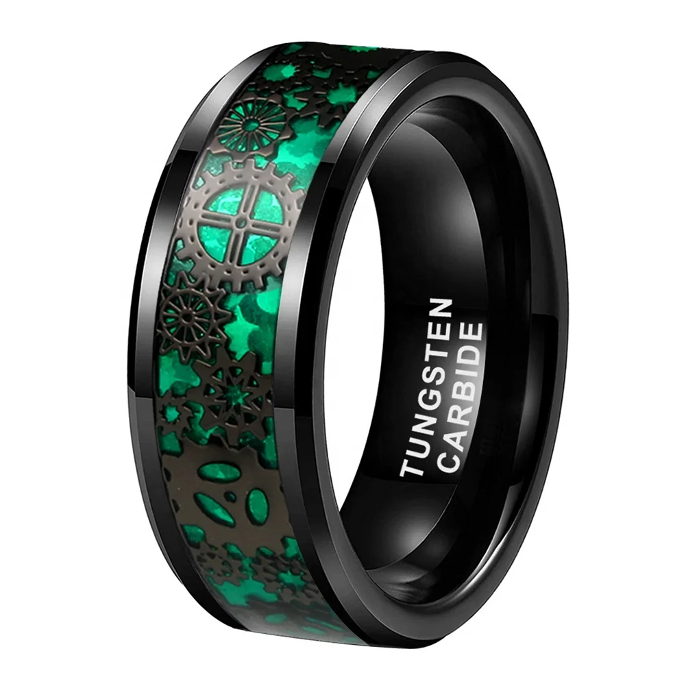 Free Engraving Men & Women's 8MM/6MM Tungsten Carbide Celtic Knot Dragon Design Carbon Fiber Inlay Wedding Band Ring Set 