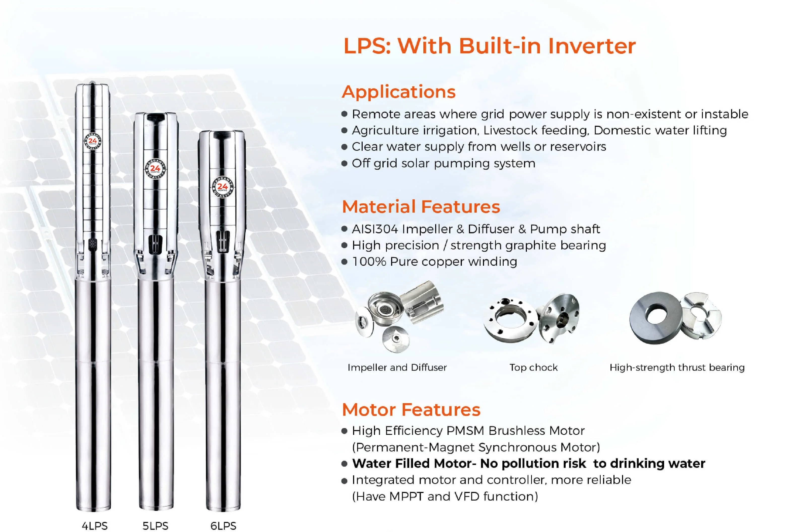 LEO Hybrid Inverter Solar Energy System 5 Inch Water Pump for Irrigation