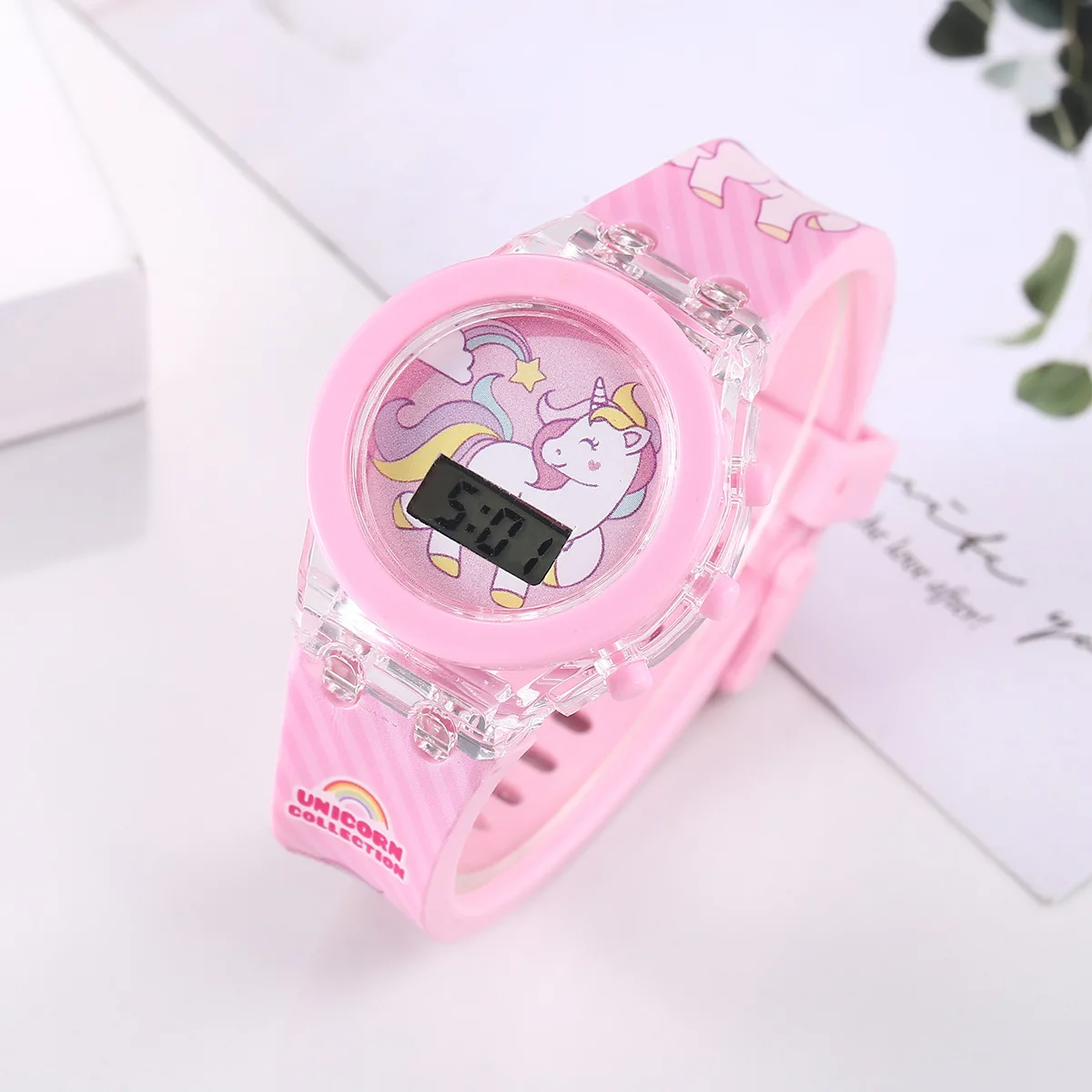 Luminous  Unicorn  Stars Rainbow Bracelet Watch Jewelry Set Best Gifts Sport Animal Shape  Cartoon Watches for Kids