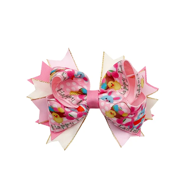 Аксессуары для волос ручной работы с изображением Пасхальных Кроликов, украшенные извращенными цветочными лентами, заколки для волос, аксессуары для девочек, банты для волос