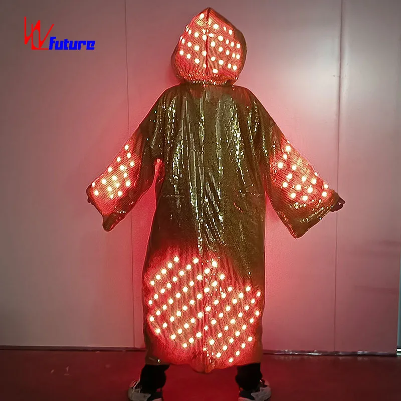 Programmable Controller Fluorescent Dance Raincoat Stage Performance Costume