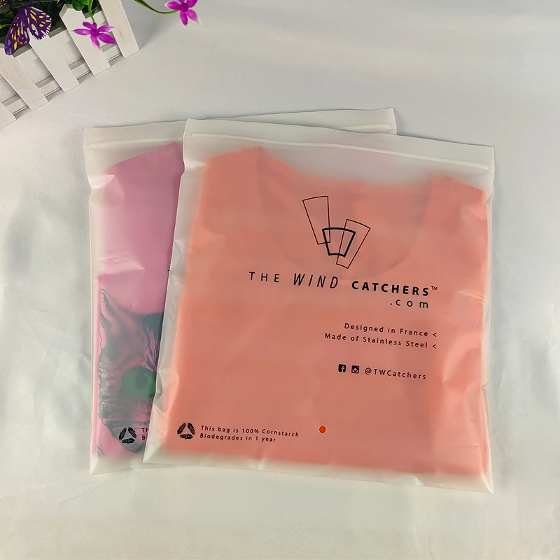 Plastic Self Seal Bags Biodegradable Plastic T Shirt Bag Clothes Packing Zipper Reclosable Plastic Bags supplier