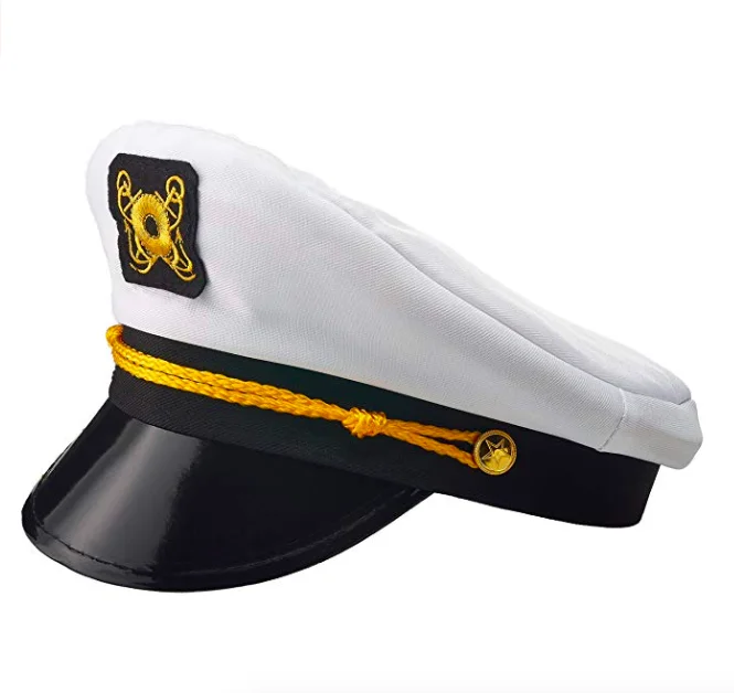 Adult Yacht Boat Captain Hat Sailor Ship Aviator Sunglasses Skipper Costume Set