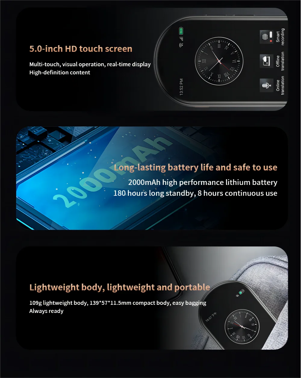 Language AI Translation Machine A10 With 4G SIM Card Connect Wifi Hotspot Support 138 Languages