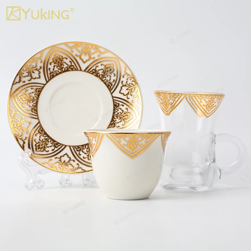 Yuking Dinner Set Ceramic Dinnerware Golden Decal Saudi Turkey Luxury ...