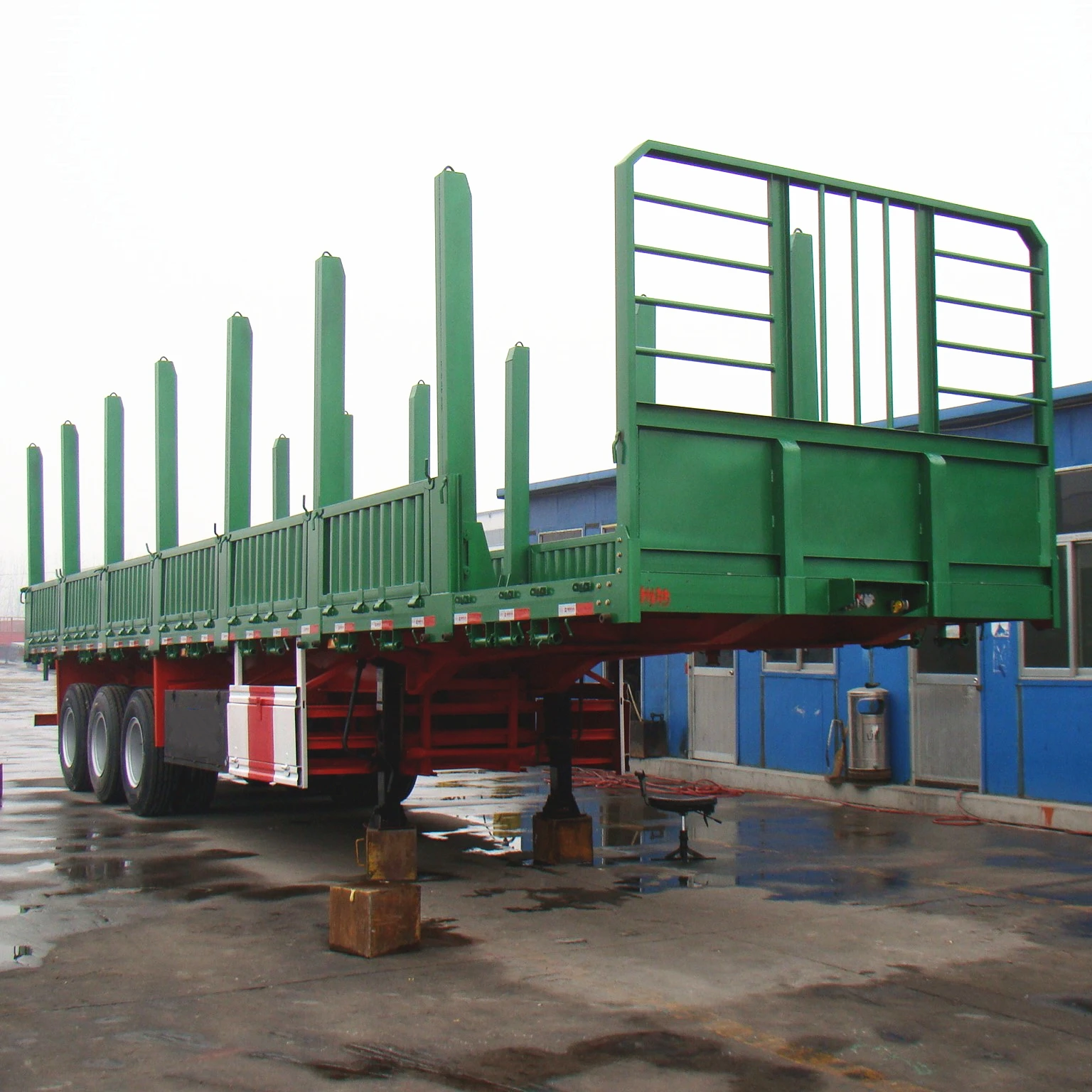Cheap 2 Axle Timber Flatbed Log Semi Trailer With Bolster for Sale
