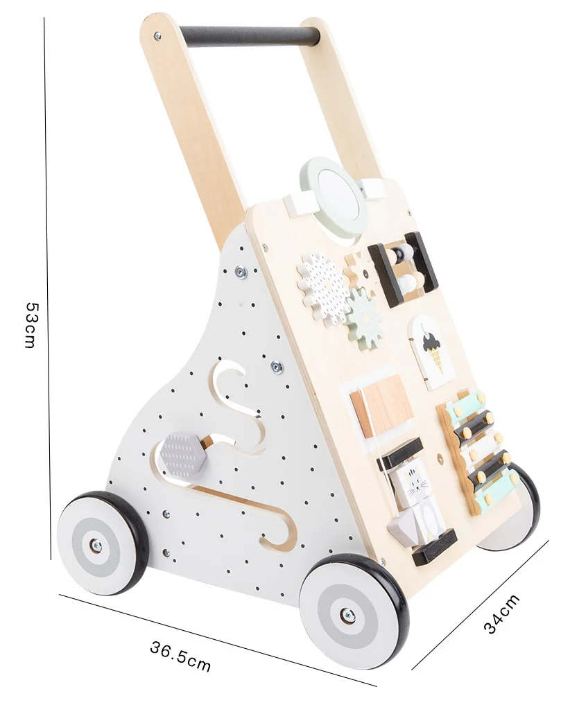 新款儿童木制多功能木质防侧翻幼儿婴儿车助行器玩具木制推婴儿助行器