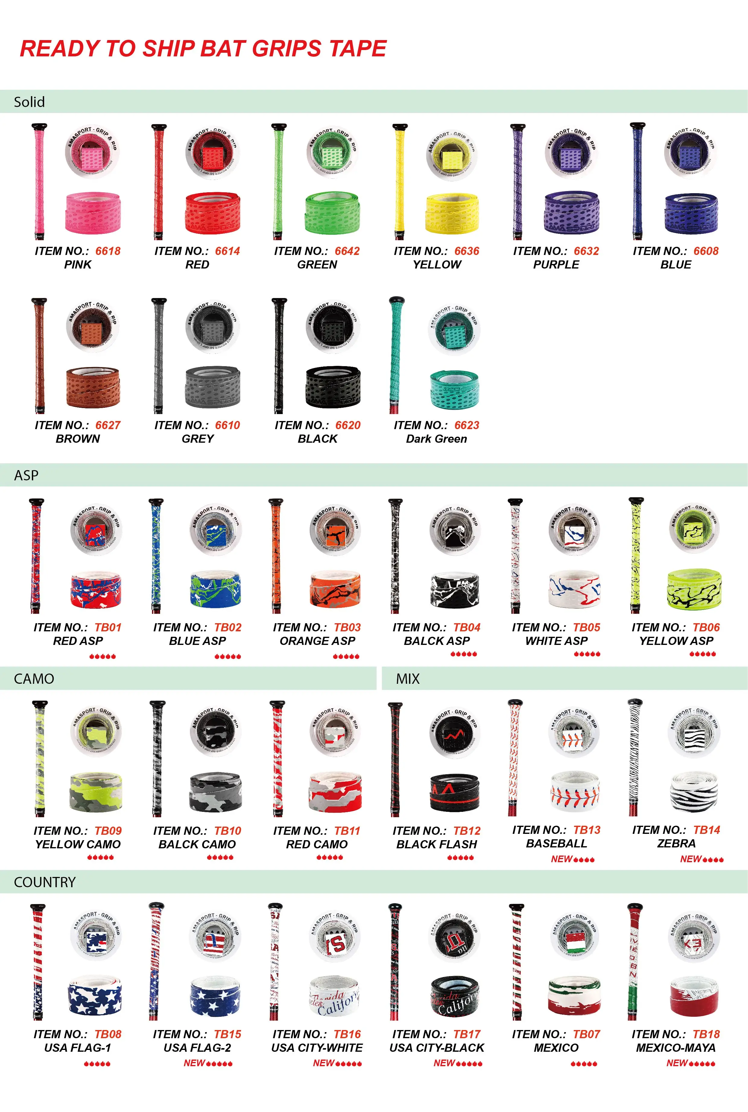 Amasport Pro Feel Full Adhesive Baseball Bat Grip Tape Comfortable Back Custom Design With Logo