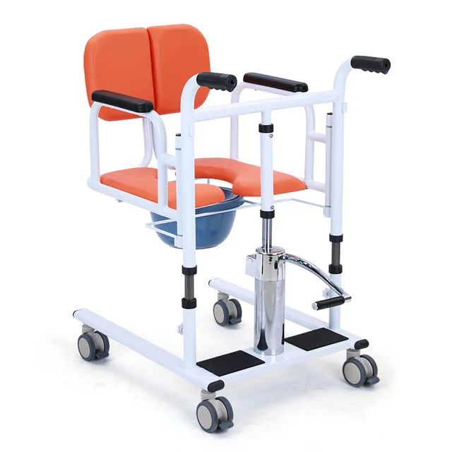 New Design Portable Medical Hydraulic Move Toilet Patient Transport Lift Transfer Patient Chair with Commode