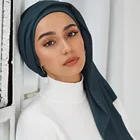 Cotton Pleated Cotton New Solid Color Wrinkled Jersey Cotton Women's Headscarf Arab Malaysian Islamic Women Pleated Scarf Hijab