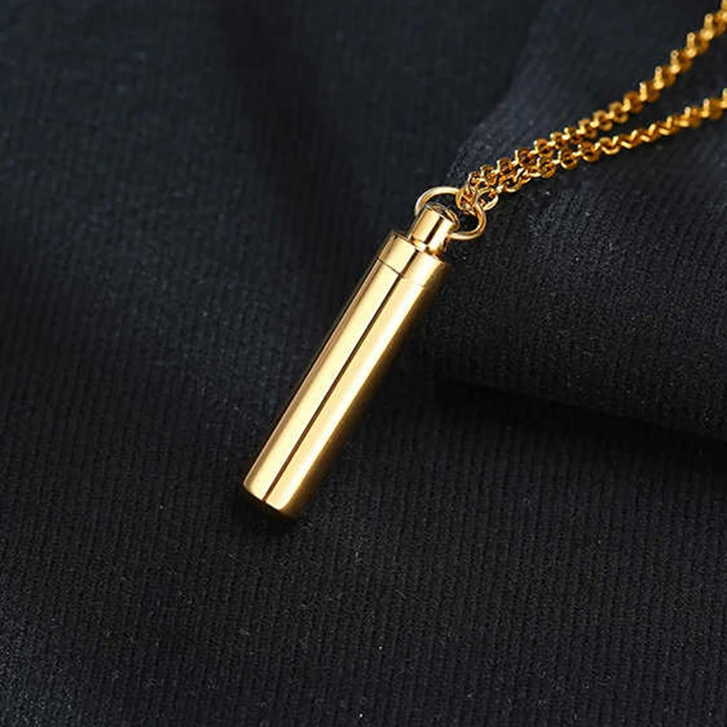 5 color Cylinder Cremation Urn Necklace for Ashes Memorial Keepsake Pendant Stainless Steel Remembrance Jewelry for Women or Men