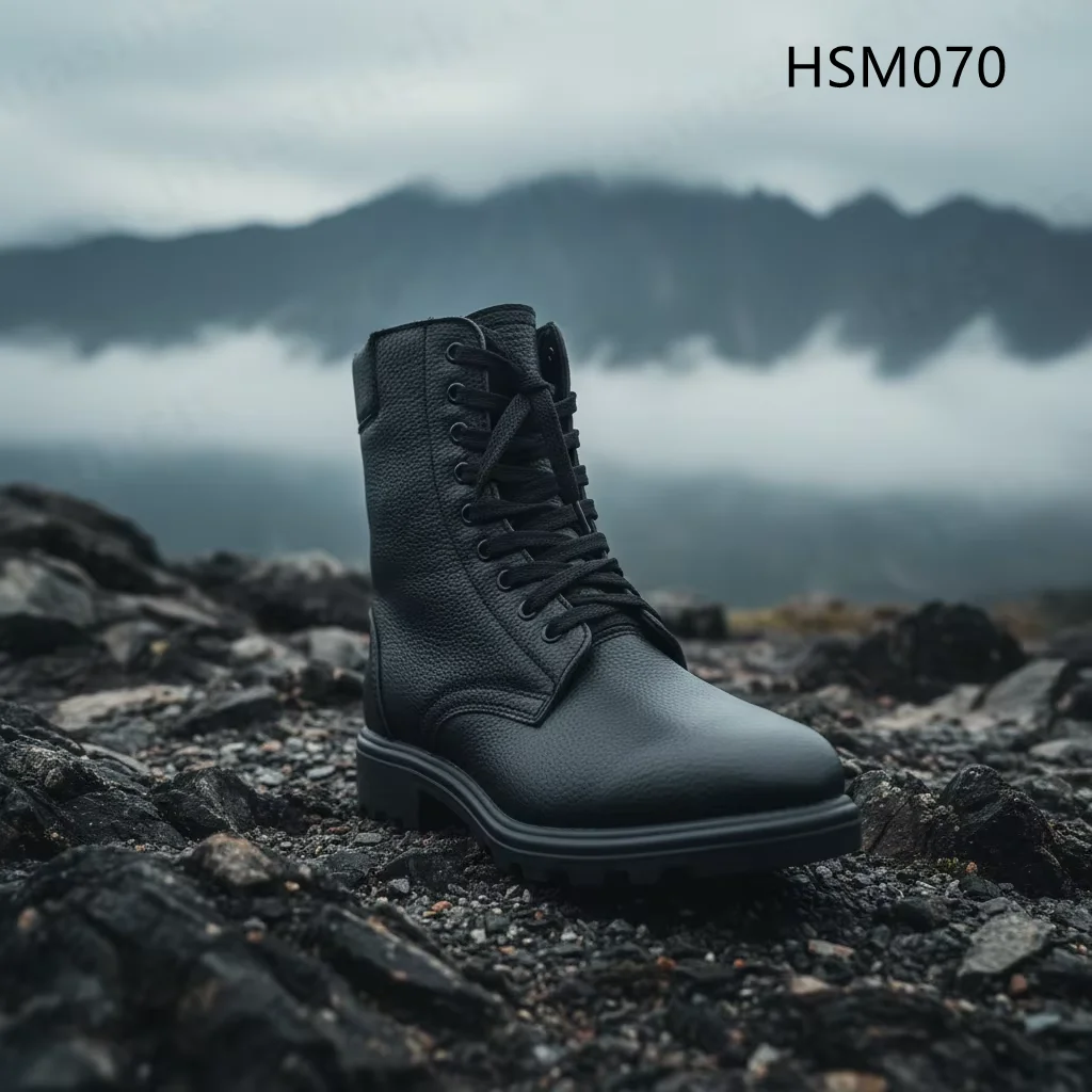 HY,Hiking Rescue Full Natural Embossed Leather Combat Boots in Russia Wool Lining Against Minus 55 Degree Fighting Boots HSM070